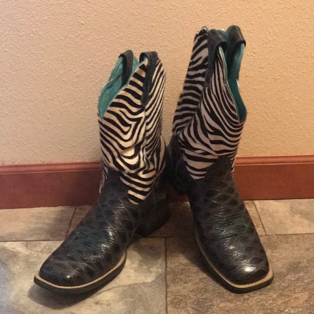 Ariat Black Zebra Hair Top Boots